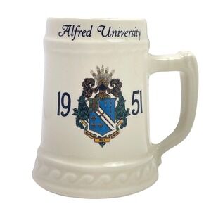 Vintage 50's Alfred University Alpha Phi Omega Ceramic Beer Stein Mug Crest